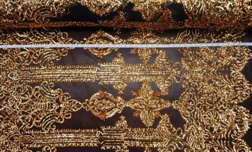 gold sequins / black mesh